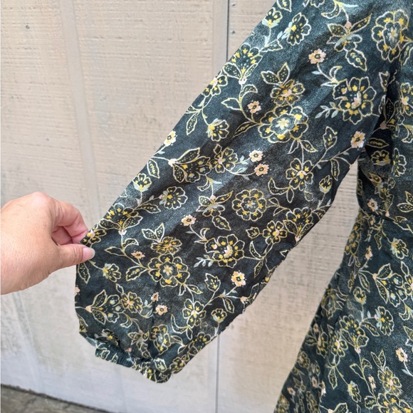 J. Crew Green Floral Boho Mini Dress w Sweetheart Neckline - Picture 5 of 10